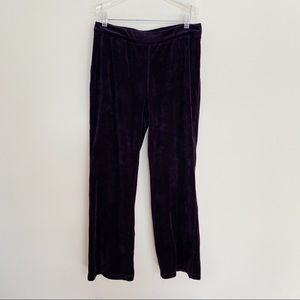 Jones New York Sport Deep Purple Velour Velvet Track Lounge Cotton Straight Pant